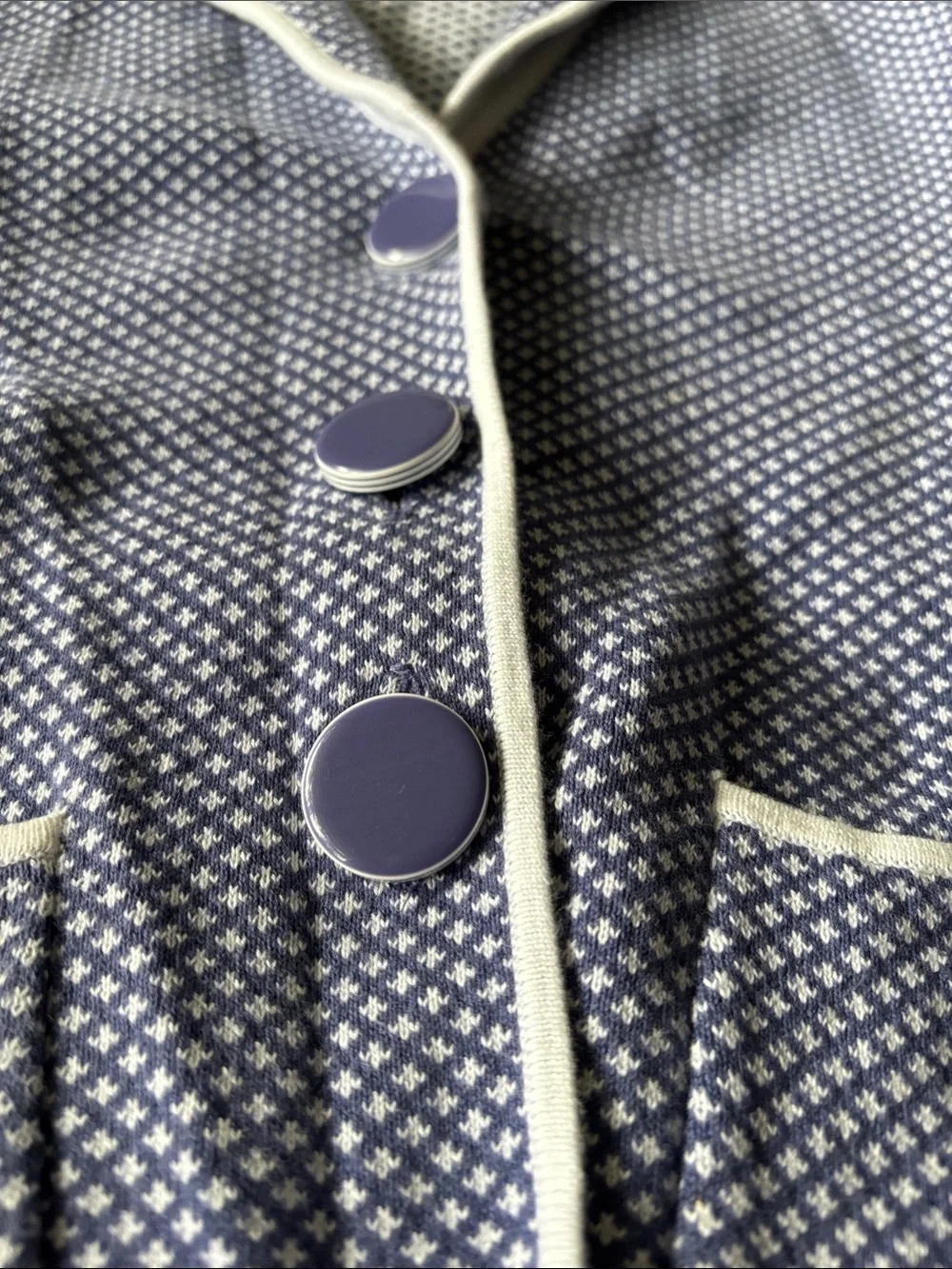 Halogen Blazer with White Piping and Geometric Print